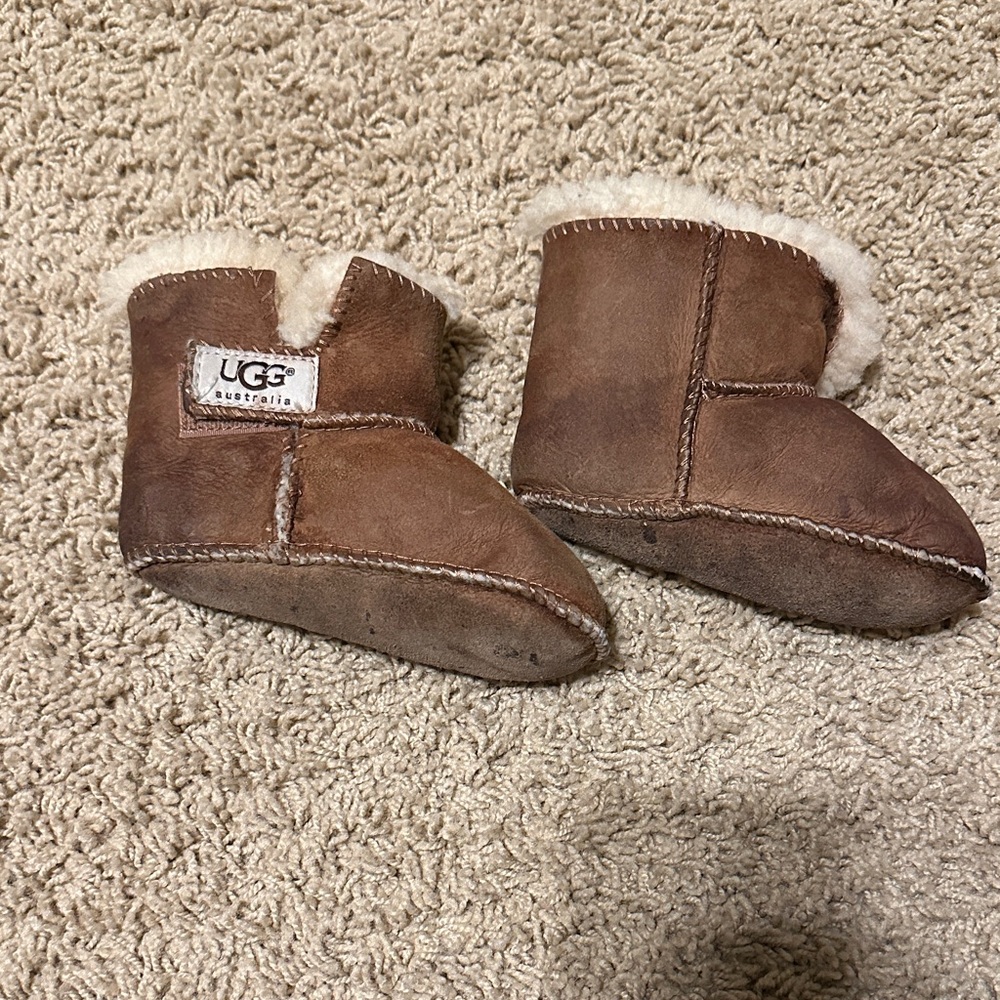 UGG baby Tan Booties with Cream Lining